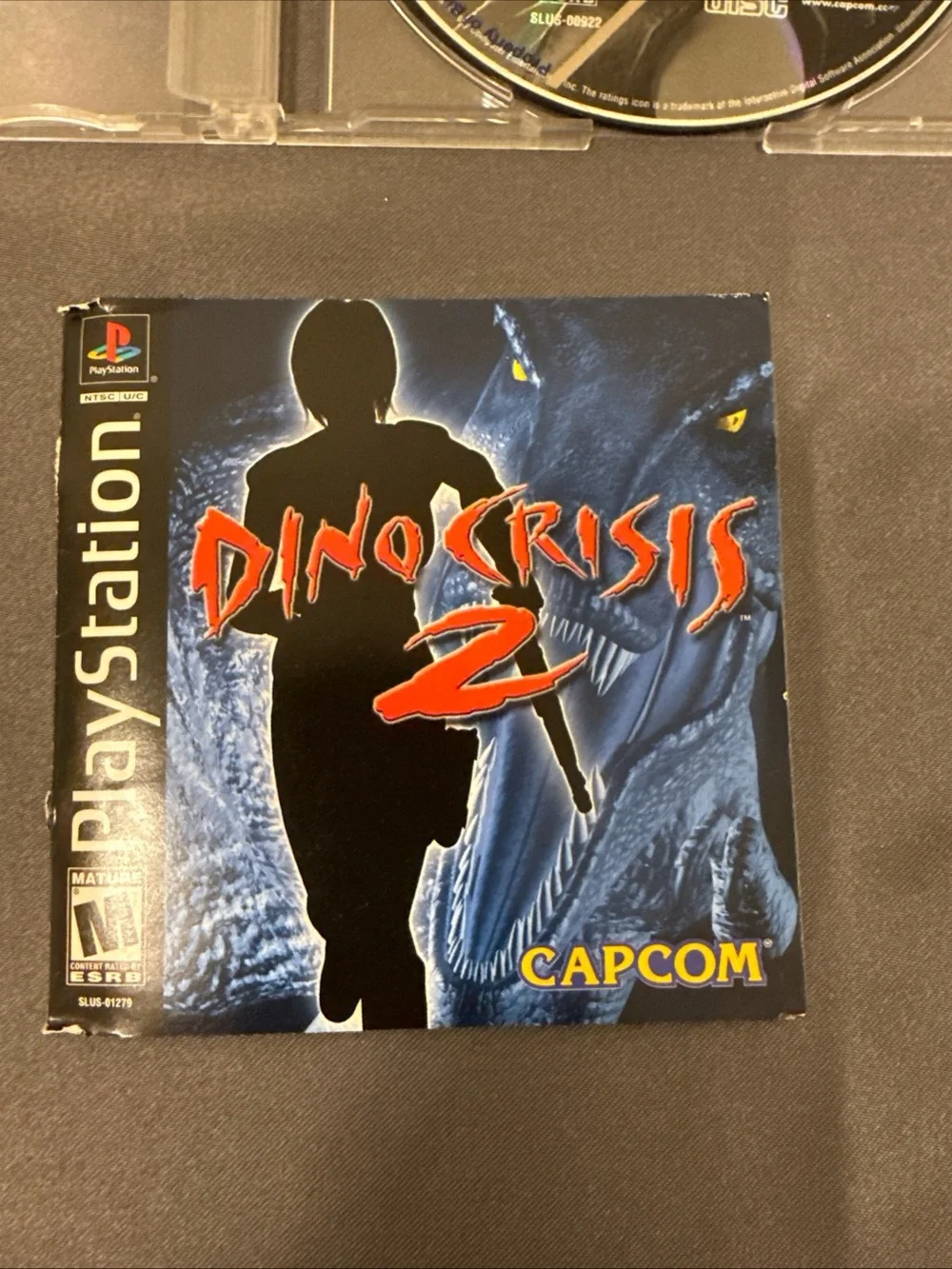 Dino Crisis (Sony PlayStation 1, 1999) PS1 Game Disc W/ Dino Crisis 2 Front Cov